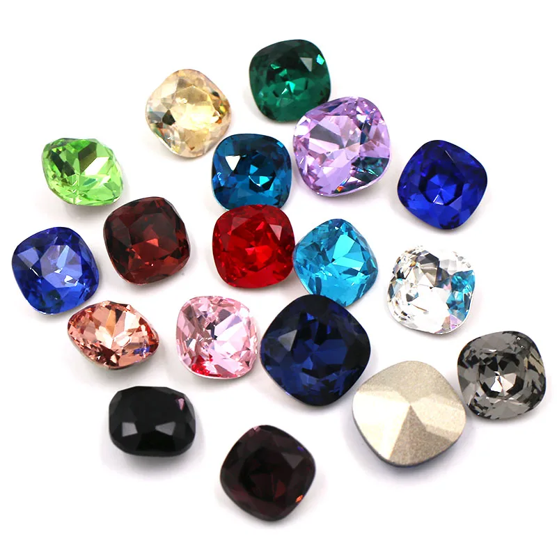 Nial Decoration High Quality Glass Crystal Fat Square Shape Pointback Rhinestones For Jewelry Making/Clothing Accessories