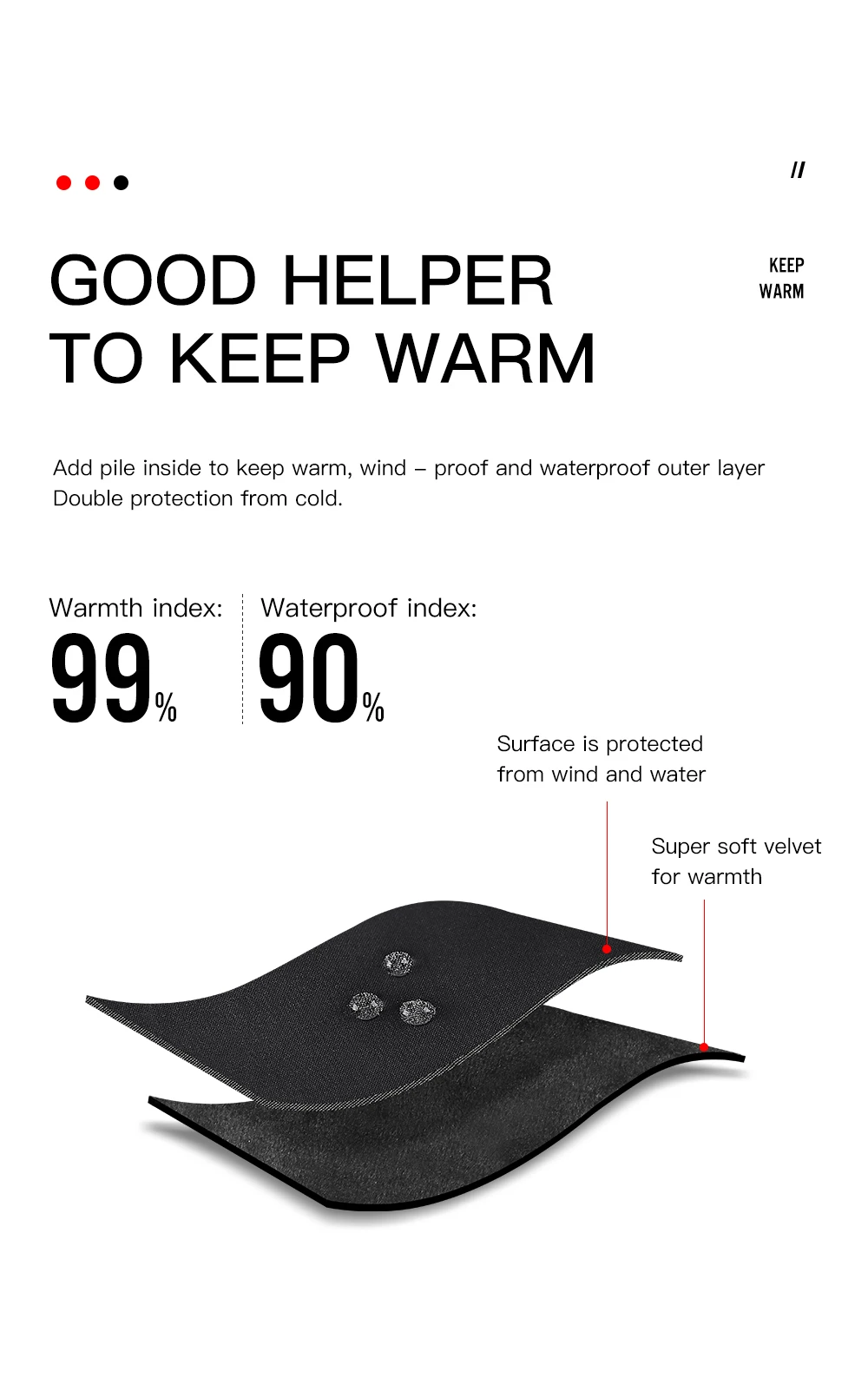 Kyncilor Winter-Fahrradhandschuhe, wasserdicht, Fleece, Samt, Touchscreen, Fahrradhandschuhe zum Angeln, Wandern, Winterhandschuhe – Detail 3