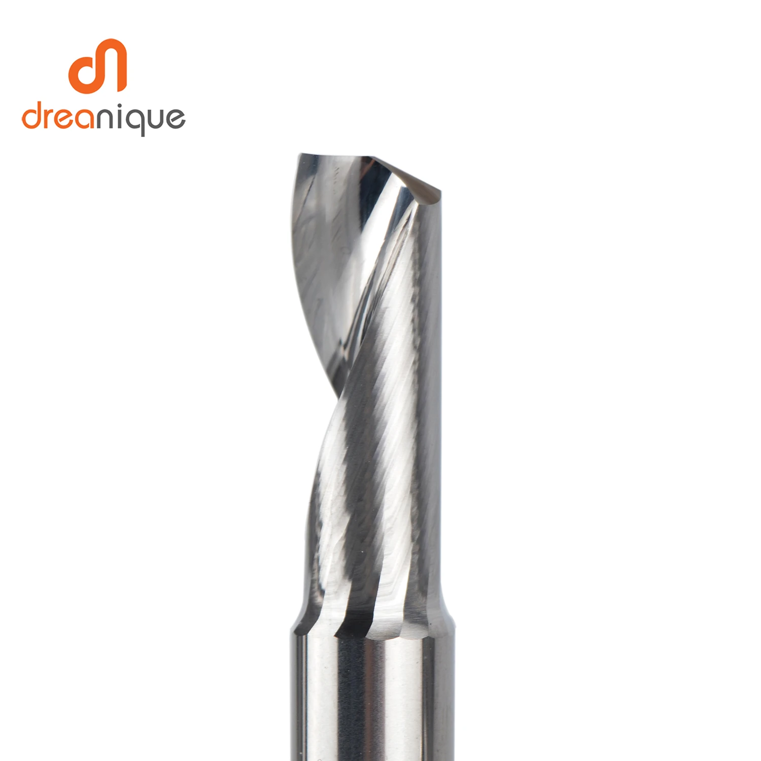 Dreanique 1 szt. 3.175 4 6 8mm pojedynczy flet CNC spiralny frez trzpieniowy ze stopu węglika wolframu, frez do Aluminium