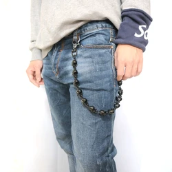 Unisex 316L Stainless Steel Black Style Punk Gothic Skull Skeleton Biker Rider Jeans Chain Belt