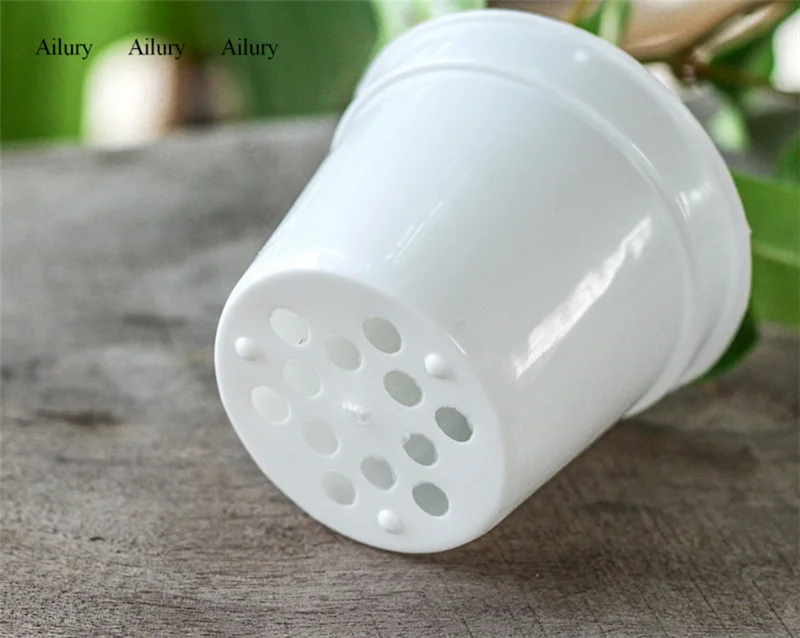 10Pcs,Small White Pot Round Mini Box Plastic Flowerpot Seedling Transplanting Succulent Nursery Garden Outdoor