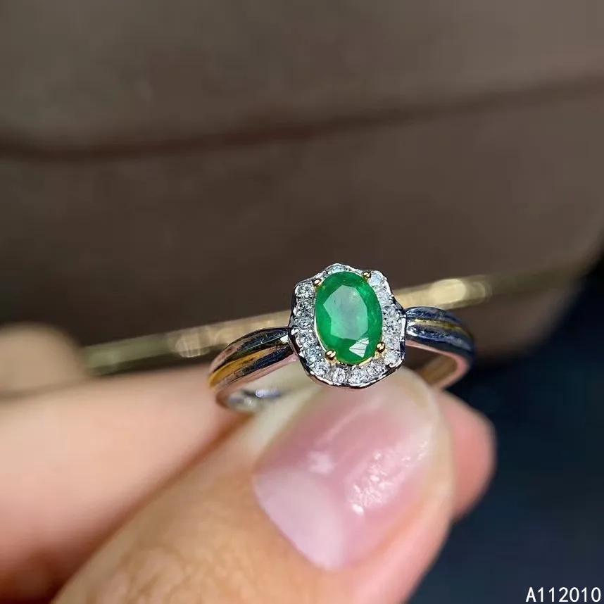 

KJJEAXCMY fine jewelry 925 sterling silver inlaid natural gemstone Emerald popular Woman's Female girl Miss new ring