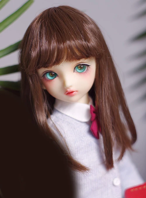 D03-P579 children toy BJD DD SD MSD  1/8 1/6 1/4 1/3 doll's Photo props Accessoriess gold Milk silk with bangs long hair 1pcs