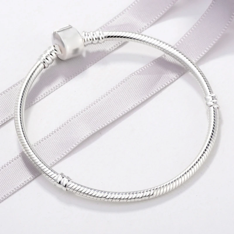 Original 925 Sterling Silver Charm Chain Bracelet Party Wedding Jewelry Long 16-23cm Snake Bone Bracelets for Women DIY Jewelry