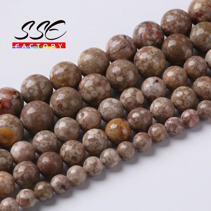 

Natural Chrysanthemum Stone Round Beads Coral Loose Beads For Jewelry Making DIY Charm Bracelets Accessories 6 8 10 12MM