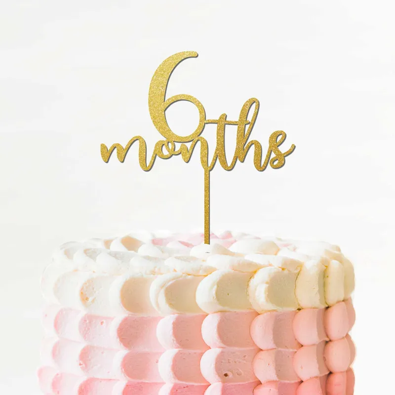 

6 months cake topper, 1/2 Birthday Gold Glitter Topper Half Birthday Cake Topper Glitter Banner~Cake decor baby shower