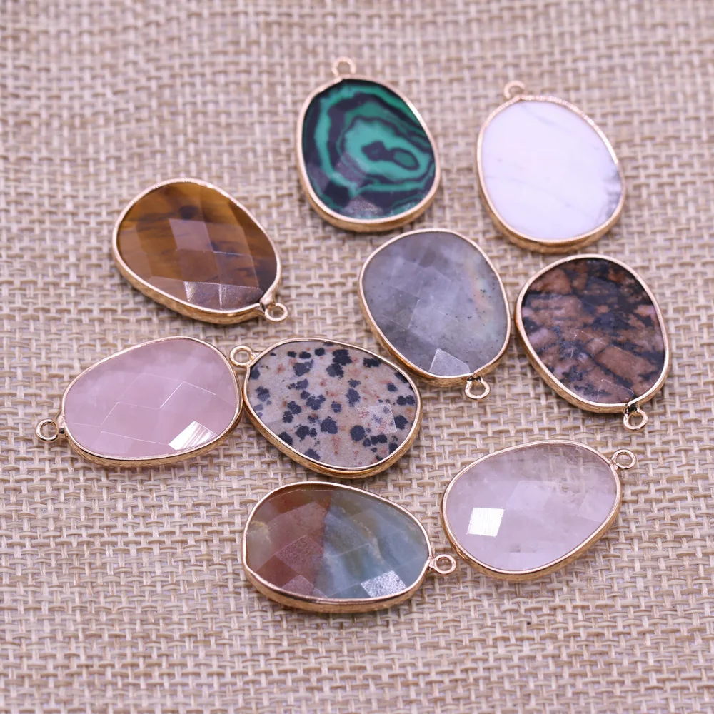 

2pcs Natural Stone Egg Shape Pendants Charms Amazonite Rose Quartzs for Earring Necklace Bracelet Jewelry Making DIY 18x25mm