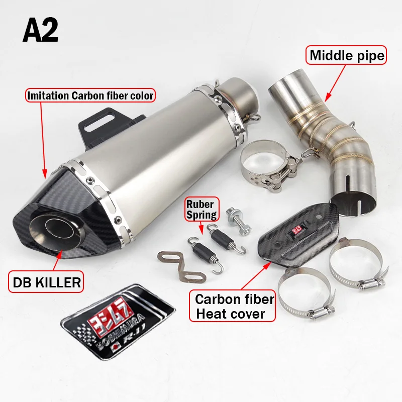 Z900 Slip-on 51mm Motorcycle Exhaust Muffler Middle Link Pipe Escape with DB Killer for Kawasaki Z900 2017 2018 2019