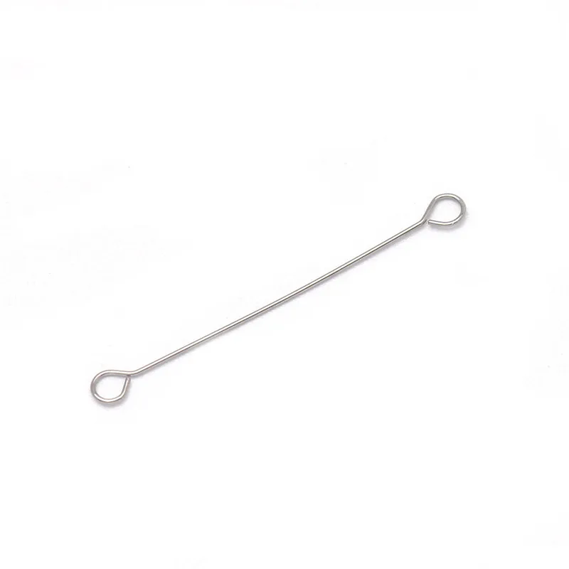 15 20 25 30mm Stainless Steel Basics Eye Pins Double-end Loops Eye Head Pins Connector For Earrings Pendant Jewelry Making 0.4mm