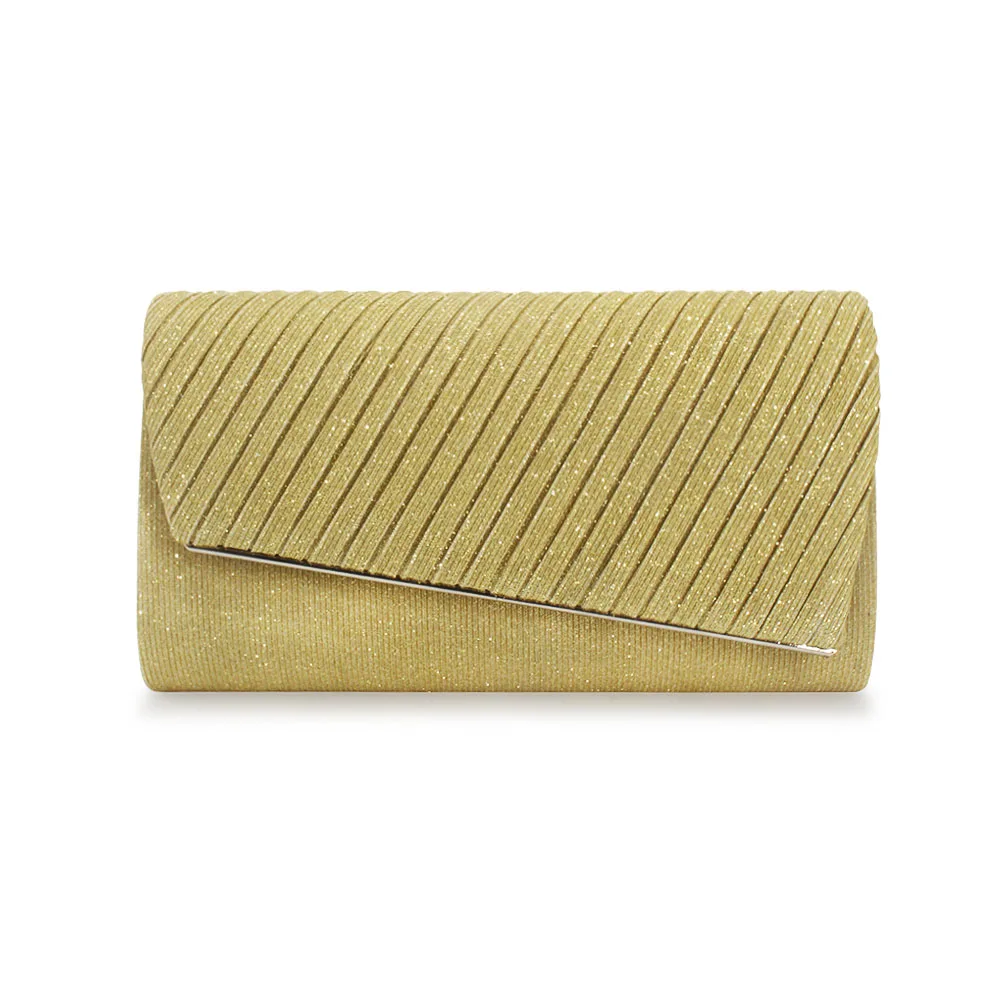 Fashion European American style lady clutch bags glitter flash material pleated clutch evening bag for dating wedding party