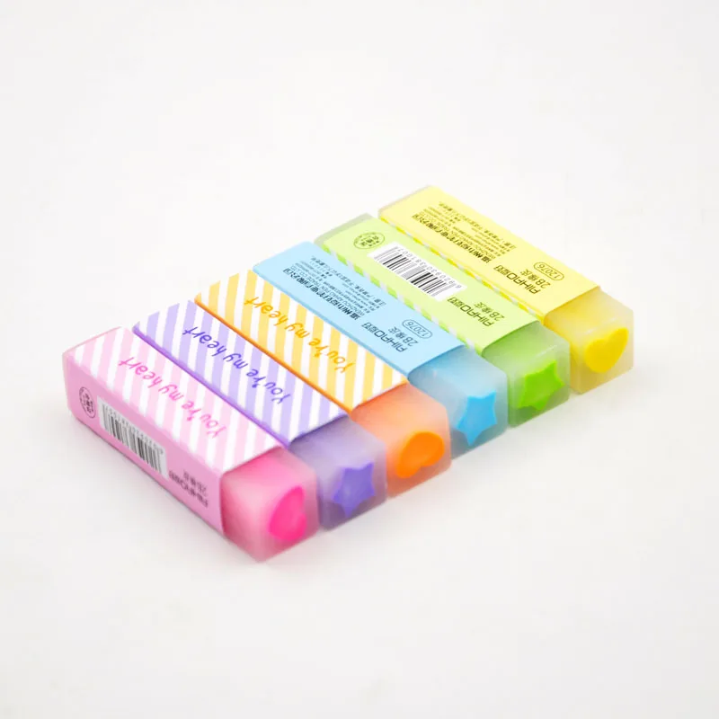 1pcs Rainbow Color Eraser Lovely Heart Star Cleaning Correcting Tools for Pencils Office School Supplies F993