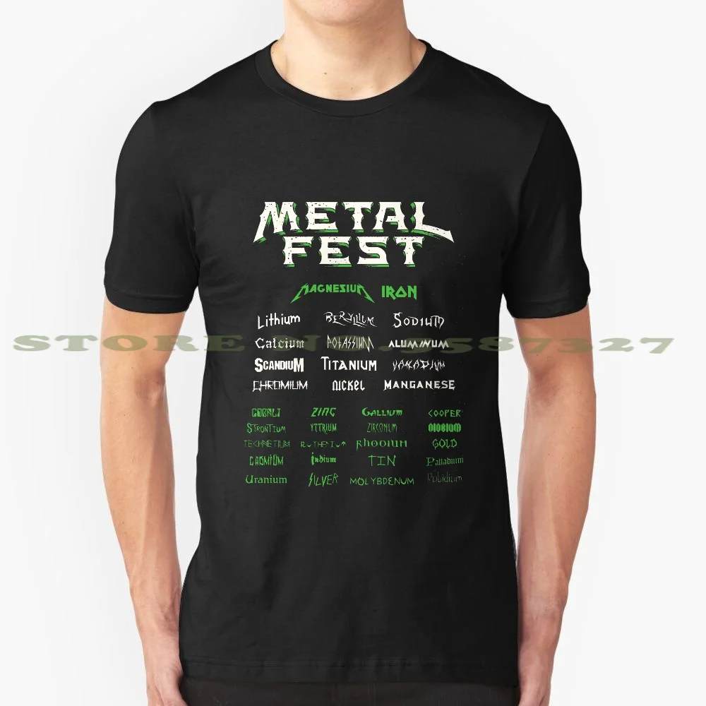 Metal Fest Graphic Custom Funny Hot Sale Tshirt Music Iron Chemistry Nerd Periodic Table Wacken Heavy Metal Joke Parody Black