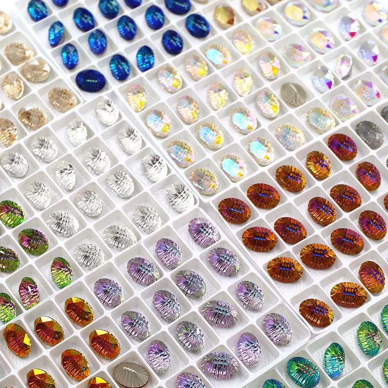 Garment Decoration Glass Crystal High Quality 8x10mm 10x14mm 13x18mm Oval Pointback Rhinestones for Jewelry/Wedding Accessories