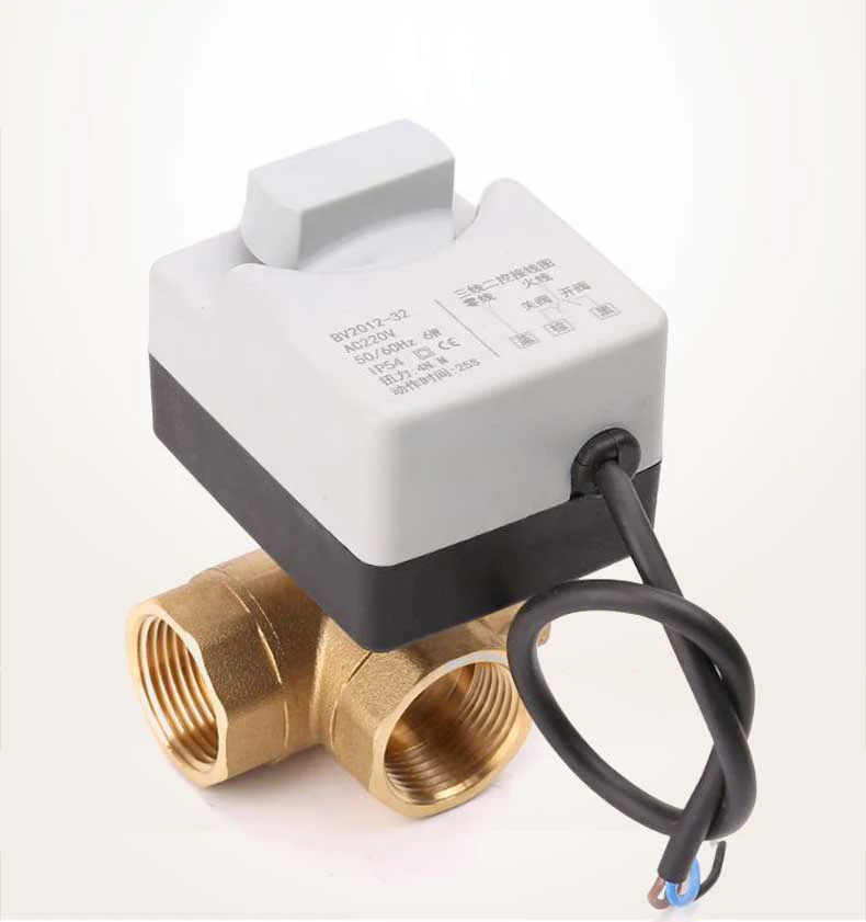 1/2" 3/4" 1" 2 Inch 3 Way Motorized Ball Valve Electric Ball Valve Three Wires Two Point Control Ball Valve With Manual Switch