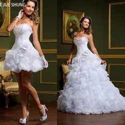 Vestidos de novia desmontables de 2 piezas, falda extraíble, vestidos de novia 2 en 1, escote con forma de corazón con cordones en la espalda, vestidos de novia de lujo