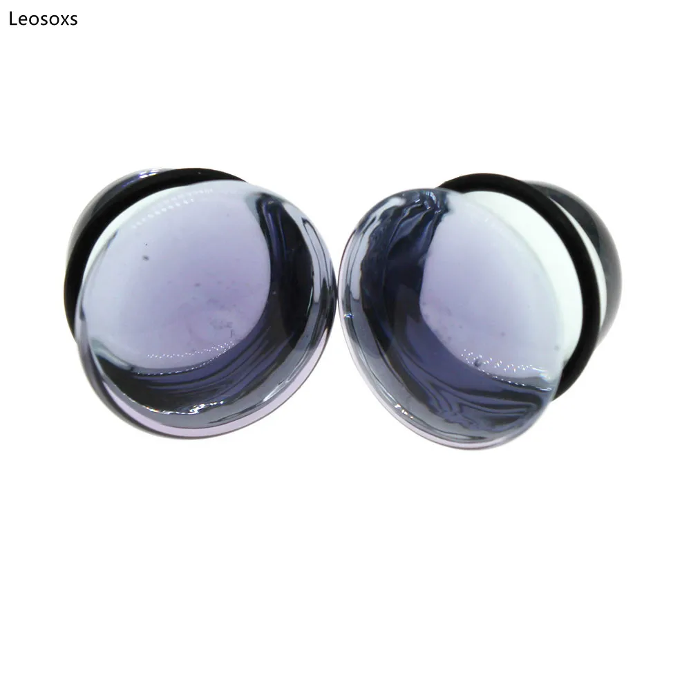 Leosoxs 2 Pcs 6-25mm Ear Expander Glass Ear Expander Auricle Earrings Body Piercing Jewelry Earplugs