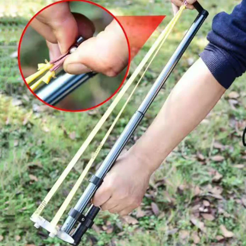 Stainless Steel Telescopic Folding Long Rod Slingshot, Hunting Catapult, Outdoor Shooting, Laser Sighting, High Power, New