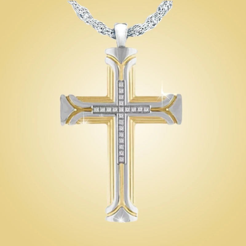 Classic Fashion Income Cross Pendant Ladies Men Faith Jewelry Necklace Religious Jewelry Necklace Anniversary Party Popular Gift