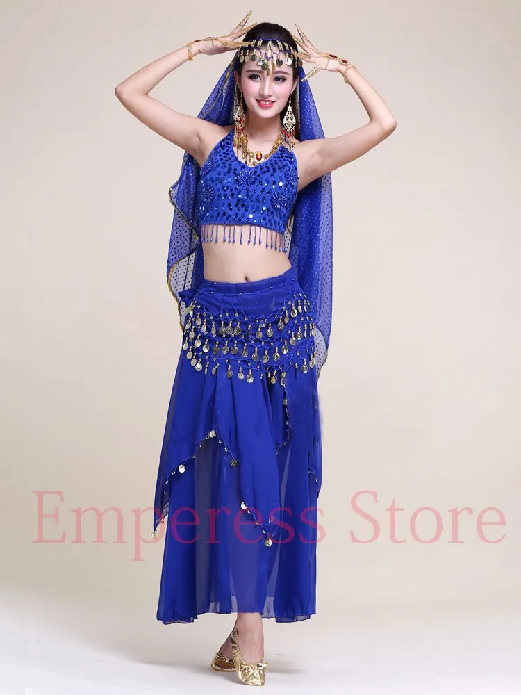 4pcs/Set Professional Oriental Dance Costumes Women Indian Costume for Oriental Bellydance Tribal Belly Dance Costume Set Skirt