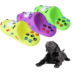 1pc Puppy Slipper Toy Fun Interactive Toy Cartoon Paw Dog Teething Toy Pet Squeaky Toy Dog Bite Sound Realistic Toy