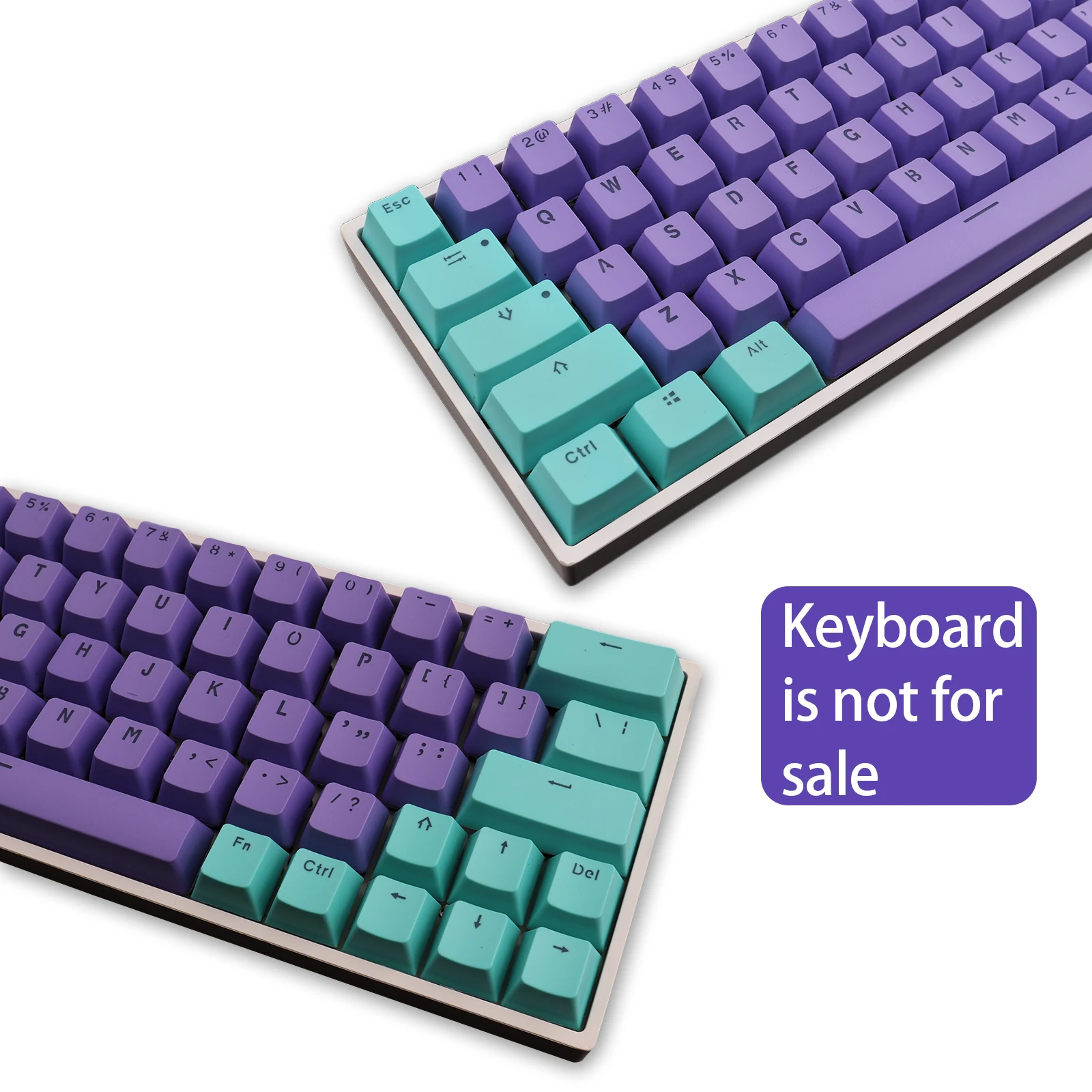 PBT Keycap 64 key Cyan and purple Double Color Backlight Keycaps Universal Column For Ikbc Cherry MX Annie Mechanical Keyboard