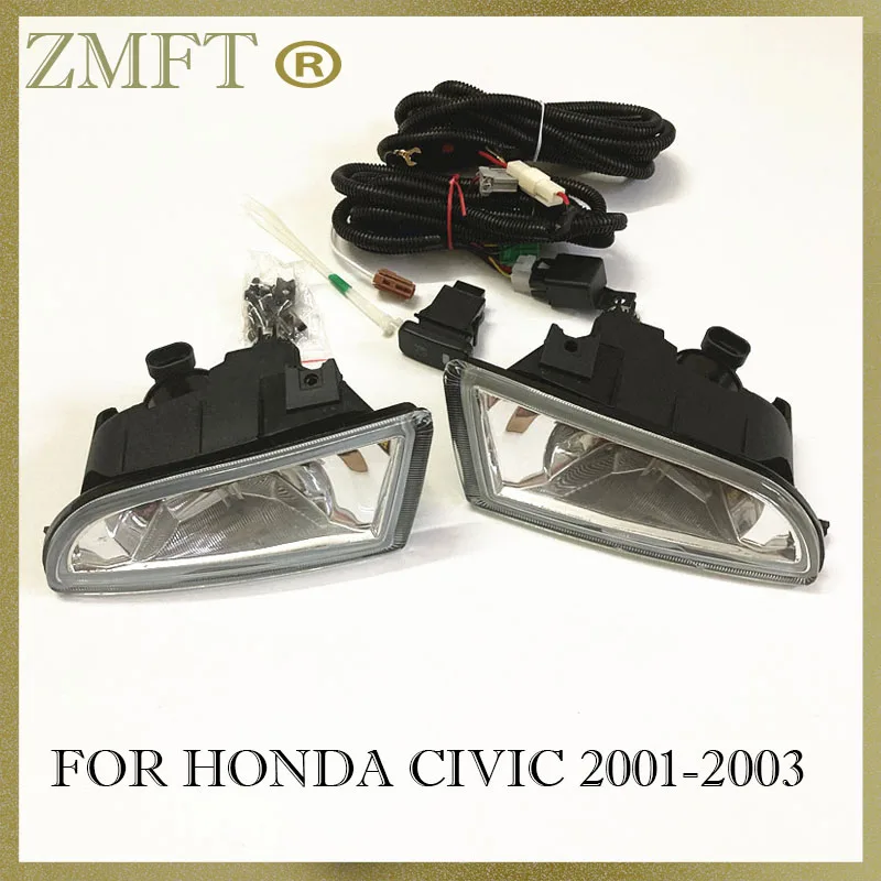 

1set Car Front Bumper Fog Lights Driving Lamps For Honda Civic 2001 2002 2003 Halogen Bulb With Wiring Switch