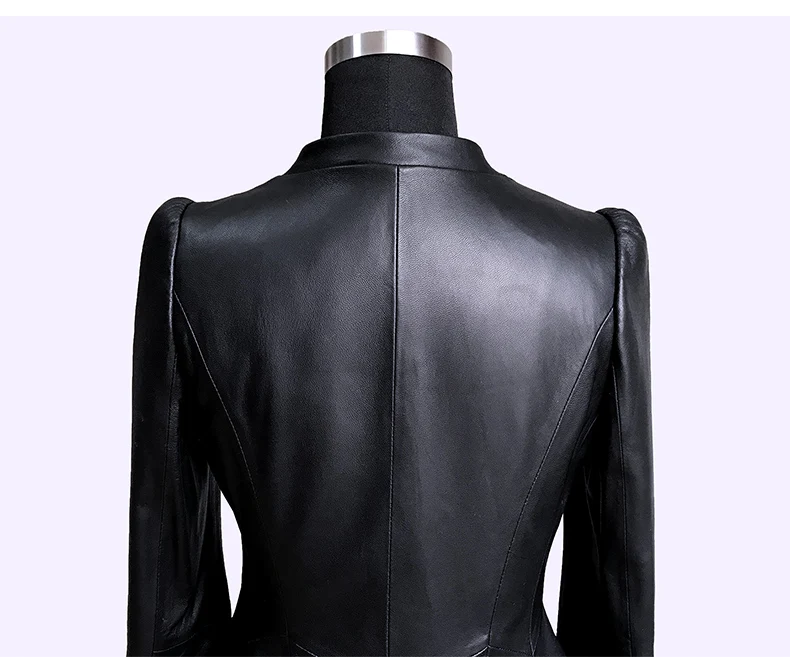 Lautaro Autumn Black Slim Soft Pu Leather Jacket Women Deep V Neck Long Puff Sleeve Elegant Luxury Skirted Blazer Fashion 2021