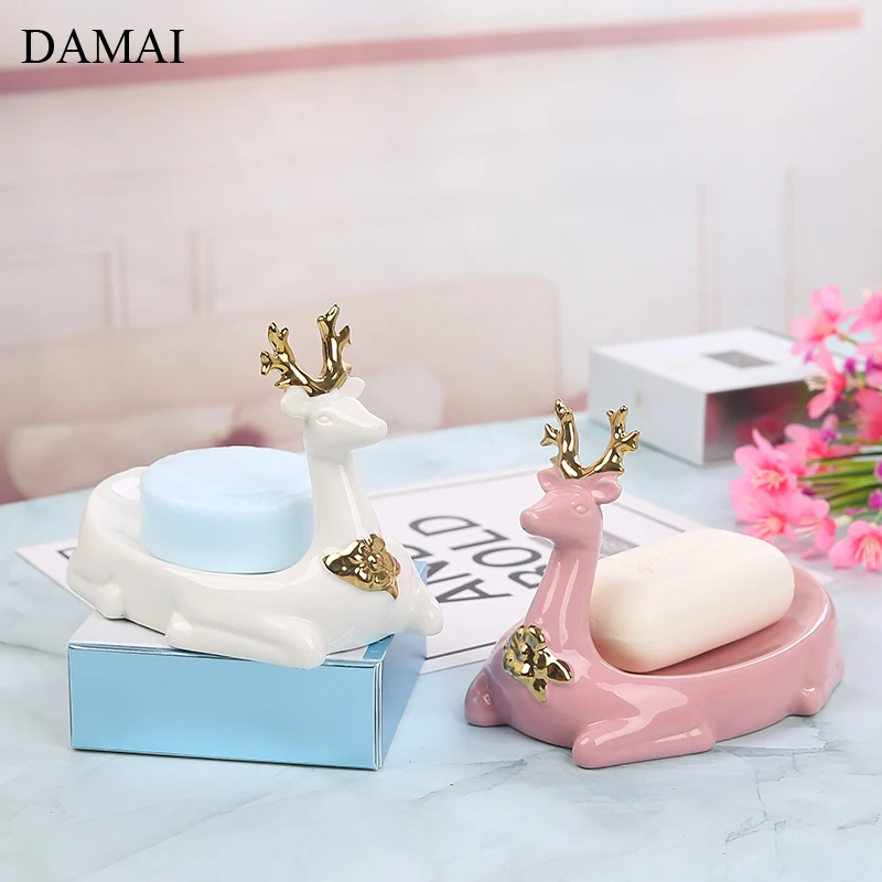 

Nordic Deer Decorative Soap Dish Creativity Animal Decor Soaps Box Hotel Restroom Soap Holder Bathroom Decoration Accessories