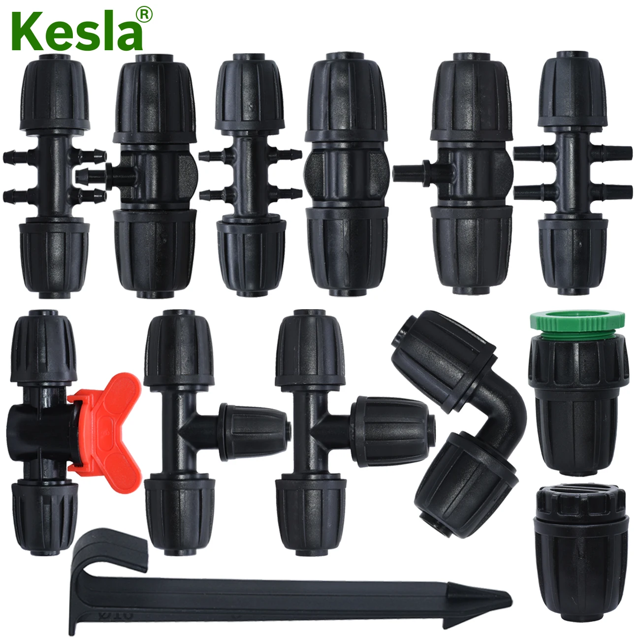 

KESLA 16mm PE Water Connector to 8/11mm 4/7mm 3/5mm Drip Irrigation Tubing Tee Coupling Adapter Equal Shut Off End Plug Garden