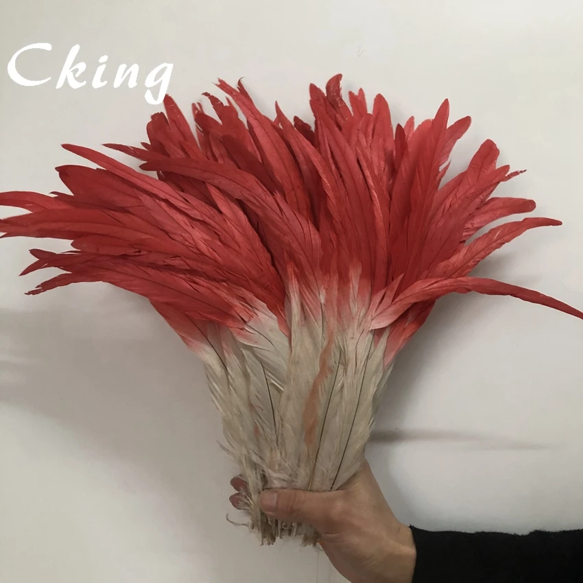 Wholesale 100PCS/Lot 30-35cm 35-40cm two tone rooster feather DIY Home Crafts Making Natural Pheasant Chicken Feathers Bi-Colors