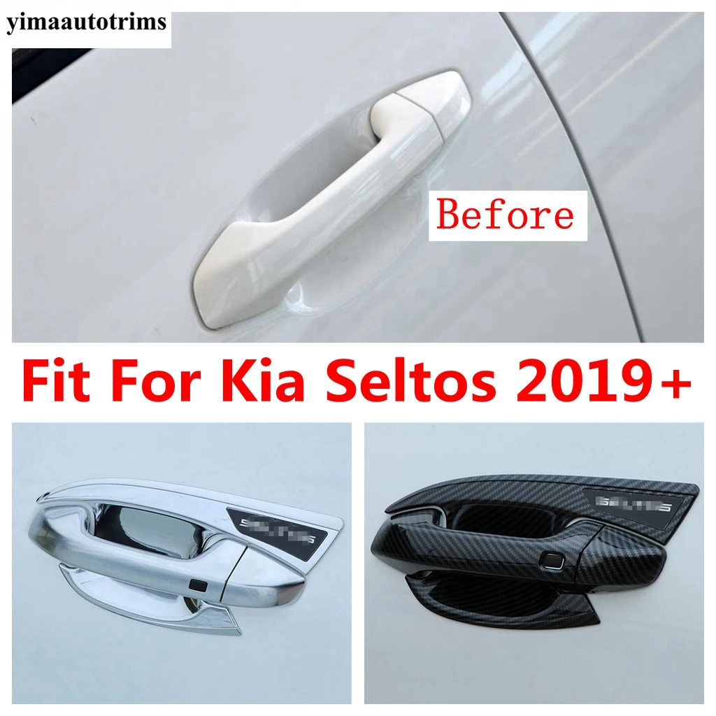 

Car Door Handle Bowl Cover Bezel Cover Trim For Kia Seltos 2019 2020 2021 2022 ABS Chrome / Carbon Fiber Exterior Accessories