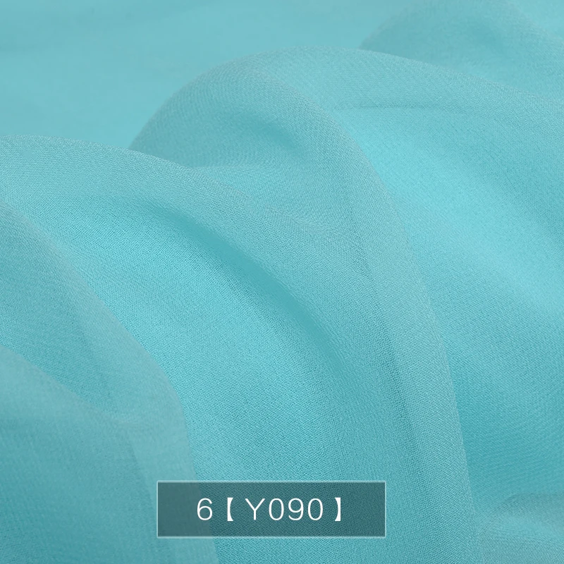 HYSK 100% silk heavy chiffon fabric blue transparent plain 120 multicolor pure mulbery China crepe georgette silk suit for sale