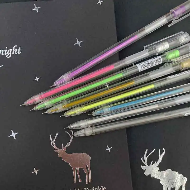 21Pcs/lot White Gel Pen Photo Album 0.5mm Color ink Pen Stationery Office School Learning Cute Scrapbooking Pen Gift for Kids
