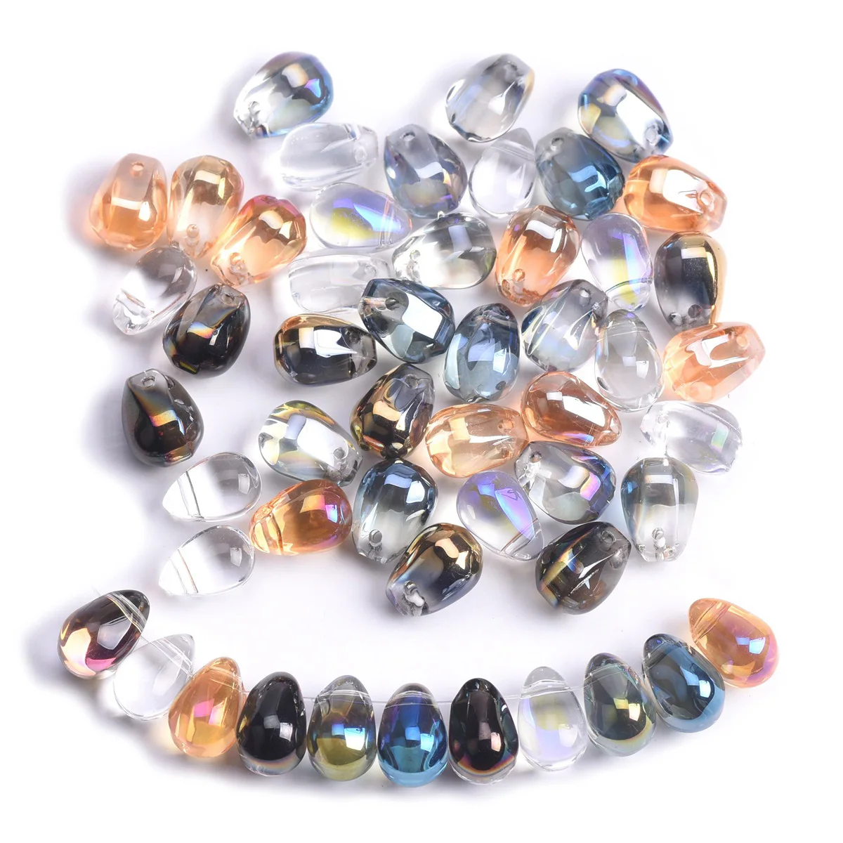 50pcs 6x9mm Colorful Teardrop Crystal Glass Loose Pendants Beads Lot for Jewelry Making DIY Crafts Findings