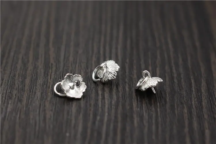 1pc100% 925 Sterling Silver Necklace Connector Pearl Beads Fastener Trays S925 SIlver Pendant Settings Clasps DIY Jewelry Making