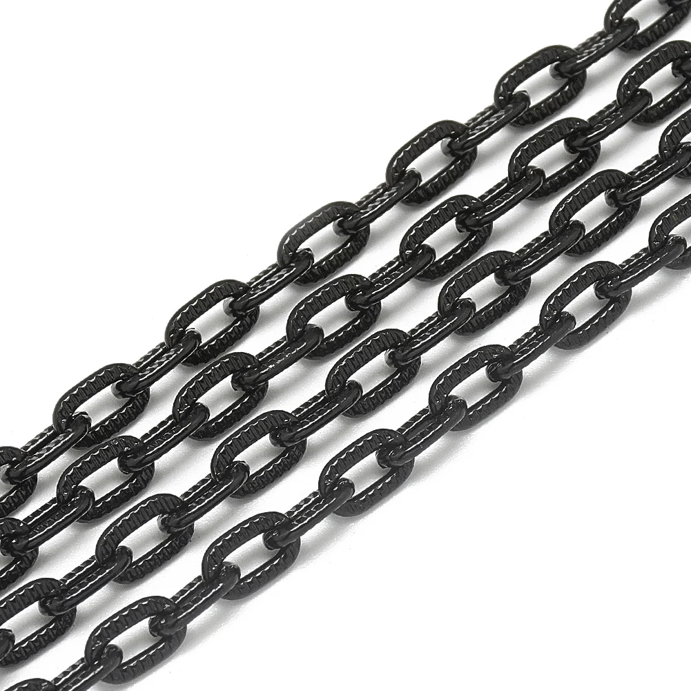 5M/lot 8mm Long Black Unwelded Aluminum Cable Chains Oval Shape Extended Chain for Jewelry Making Supplies