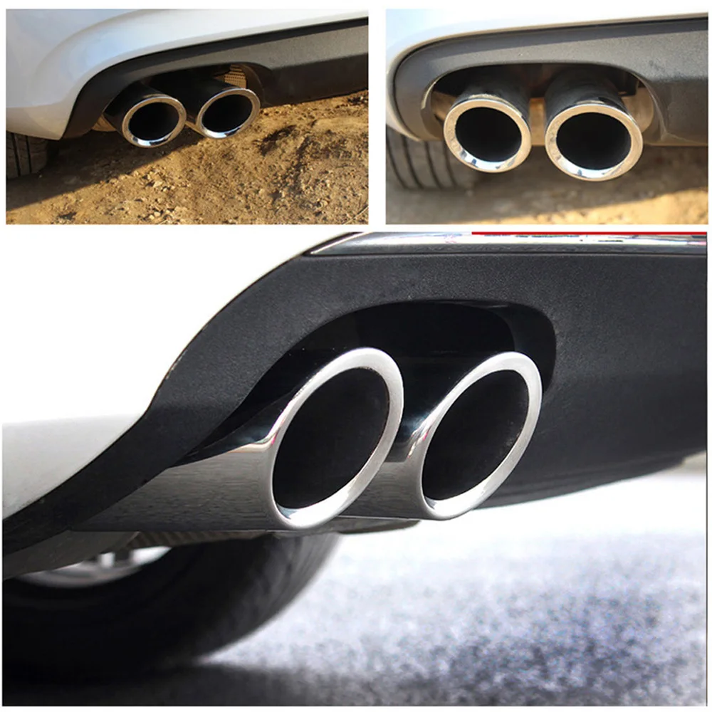 AQTQAQ Verchromter Edelstahl Auto-Auspuff-Schalldämpfer-Spitzenrohrabdeckungen für Audi A1 A3 A4 TT 2009–2015/VW Volkswagen PASSAT – Detail 14
