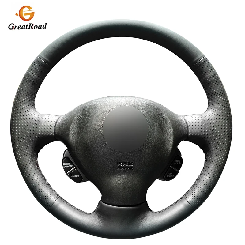 Black  Genuine leather Car Steering Wheel Cover for Hyundai Santa Fe 2001 2002 2003 2004 2005 2006