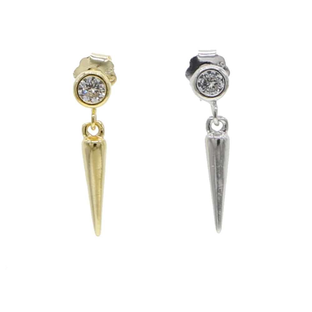 

cz spike earring gold silver color fine 925 sterling silver simple minimal jewelry