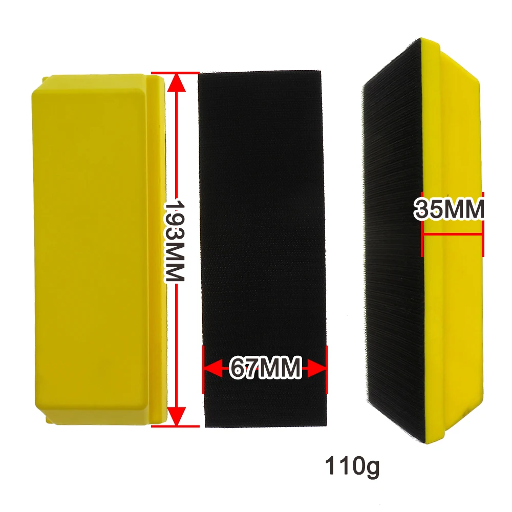 67x193mm Hand Sanding Block PU Foam Hand Grinding Block Abrasive Tools Polishing Pad for Hook and Loop Sanding Discs