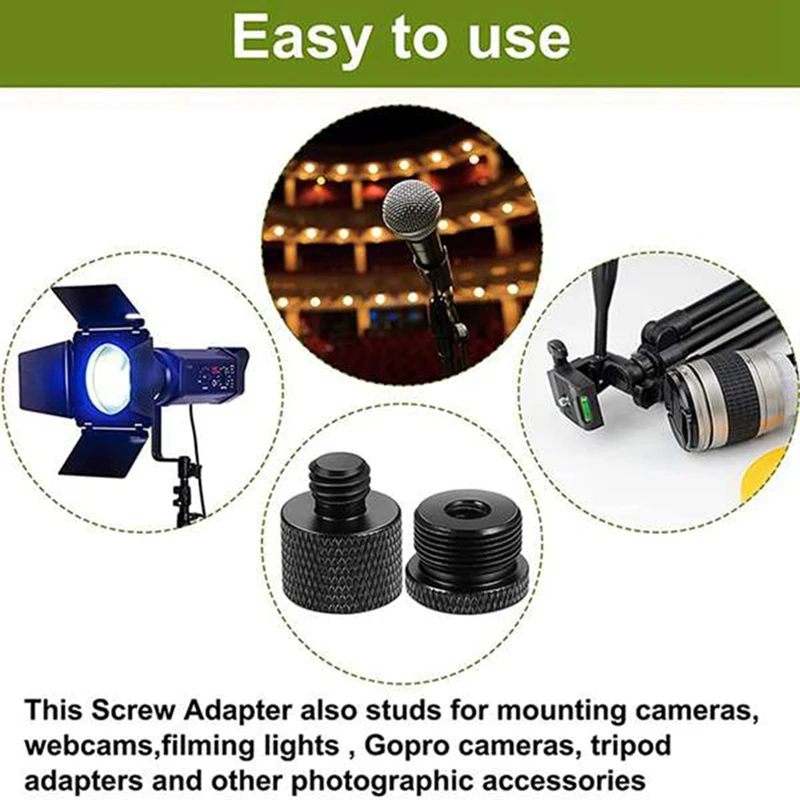 4 Pcs Mic Thread Adapter 5/8 Female To 3/8 Male And 3/8 Female To 5/8 Male Screw Adapter Thread For Mic Stand Mount