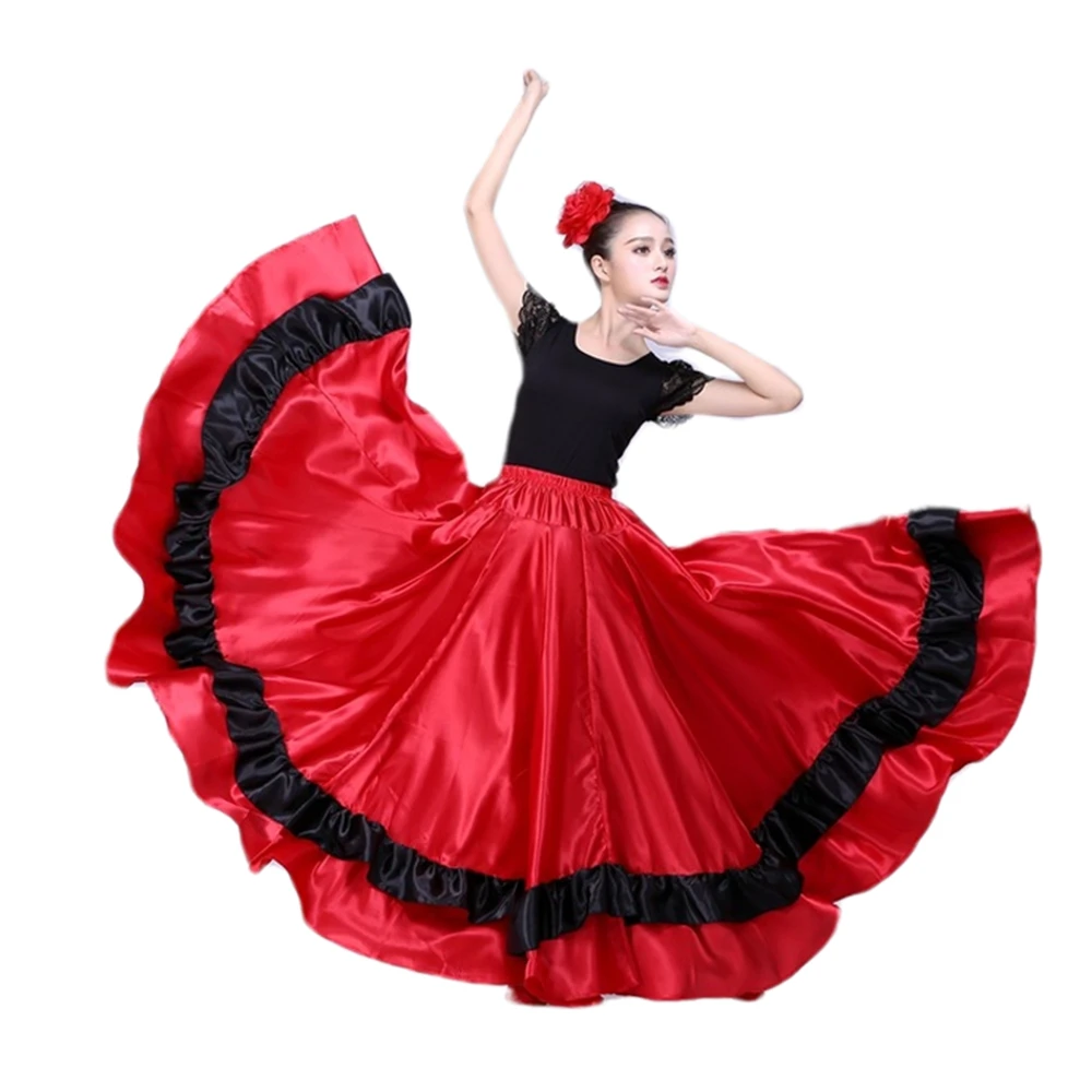 Gypsy Spanish Flamenco Costume Belly Dancing Skirt  Big Swing Carniv Dance Clothing  Pleated  Dance Clothing