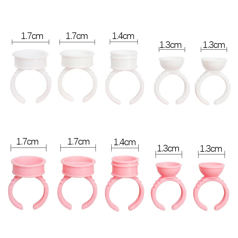 100 stücke Einweg Kleber Halter Ring Klebstoff Palette Für Wimpern Verlängerung Container Ring Tasse Augenbraue Tattoo Pigment Make-Up-Tool