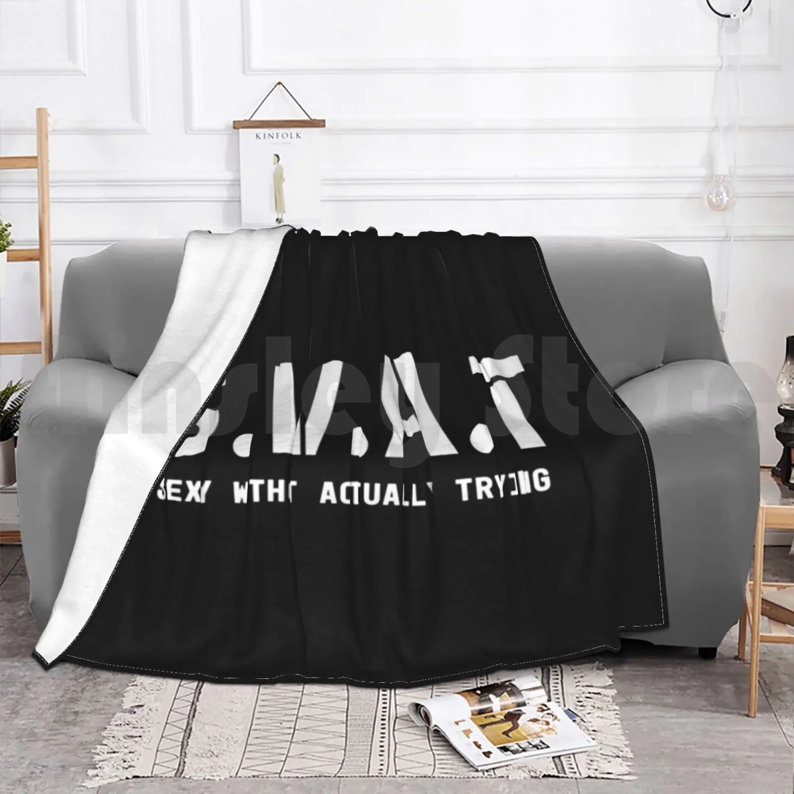 Sexy Swat Blanket For Sofa Bed Travel Funny Fbi Swat S W A T Laughs Sexy Costume Without Trying Police - view 4