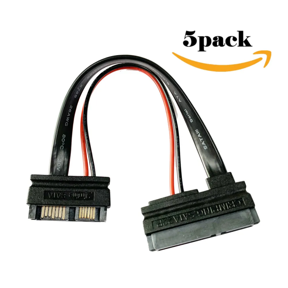 

5pack 7+15pin to 7pin+6pin 6 inches Slimline 13 pin SATA Male to 22 Pin SATA Female Cable Adapter-SATAIII cable