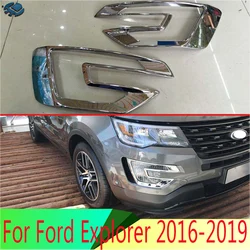 Car Plastic ABS Chromed Front Fog Lamp Cover Fog Light Trim For Ford Explorer 2016 2017 2018 2019 Accessories