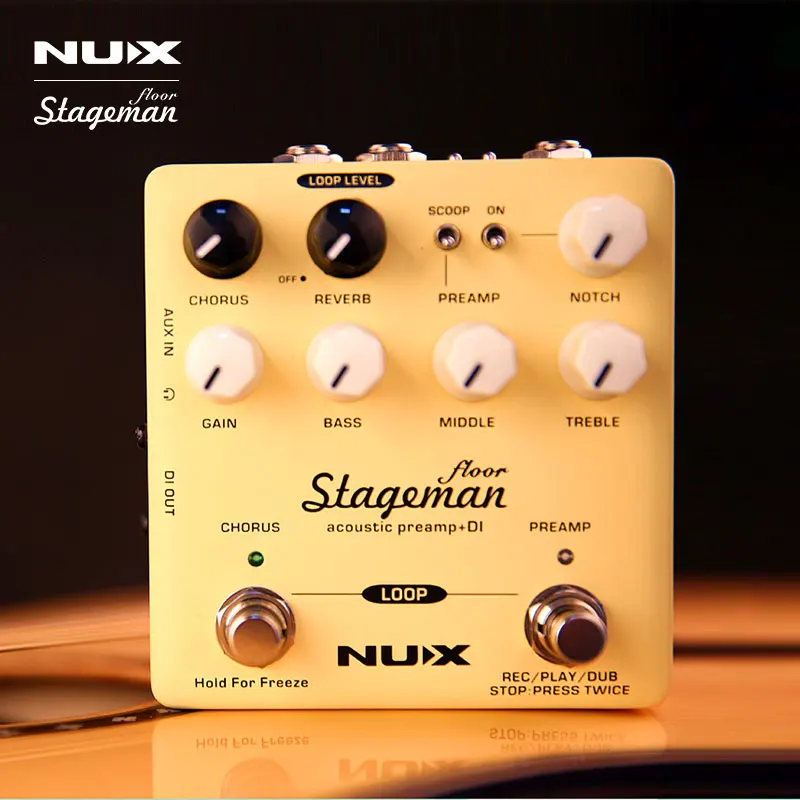 NUX Stageman Floor Pedal Guitar Amplifier Natural Sound Acoustic Preamp DI Digital Chorus Reverb Freeze Loop Effect Guitar Parts