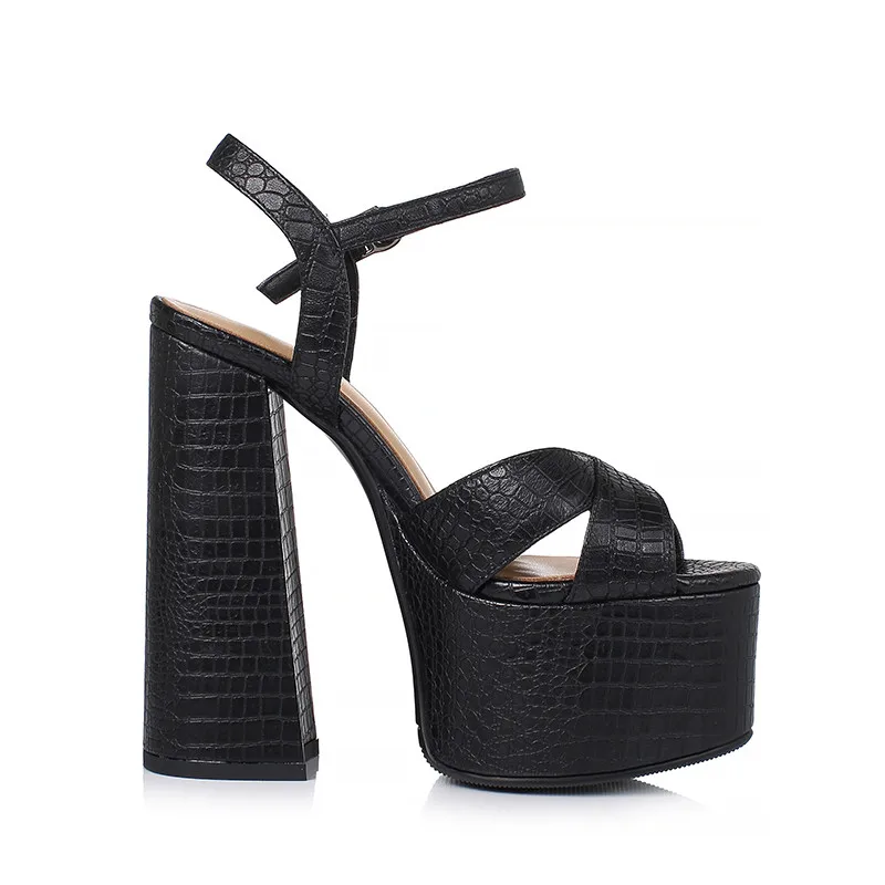 ASUMER 2024 newest women sandals quality genuine leather shoes buckle sexy thick heel platform sandals ladies party prom shoes