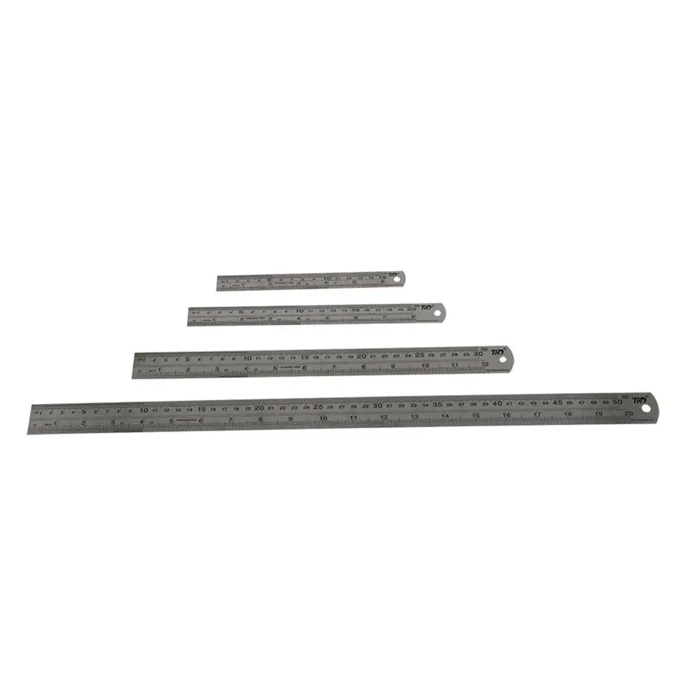 Double Side Stainless Steel Straight Ruler Metric Rule Precision Measuring Tool 15cm/20cm/30cm/50cm Centimeter Inches Scale