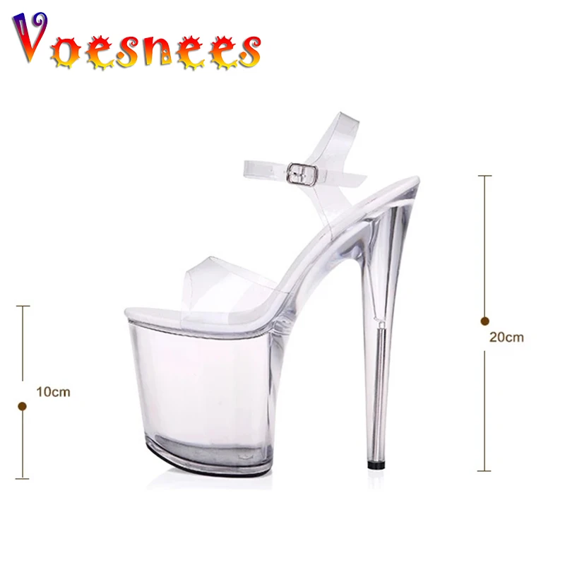 Strip Pole Dance Shoes Women Catwalk Artifact Super High Heel Female Model Shoes Transparent Sandals Women Platform Heels 20cm